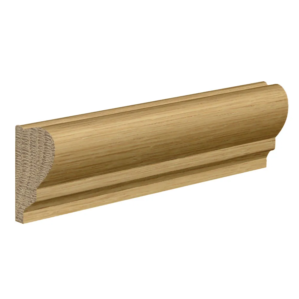 Image displays Picture Rail Oak Wall Moulding at an angle